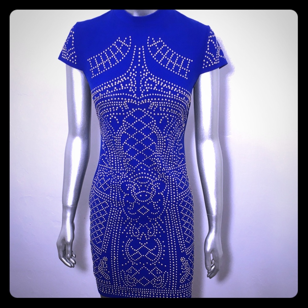 Cobalt Blue Studded Fitted Dress